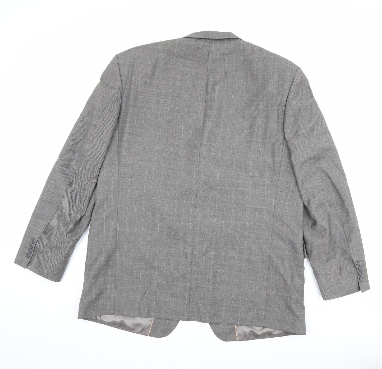 Armando Mens Grey Check Polyester Jacket Suit Jacket Size 46 Regular