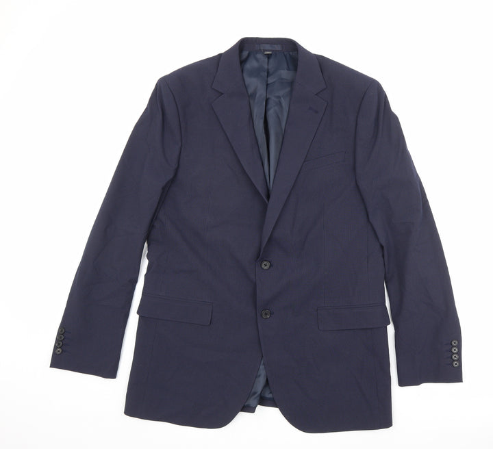 Marks and Spencer Mens Blue Striped Polyester Jacket Suit Jacket Size 42 Regular
