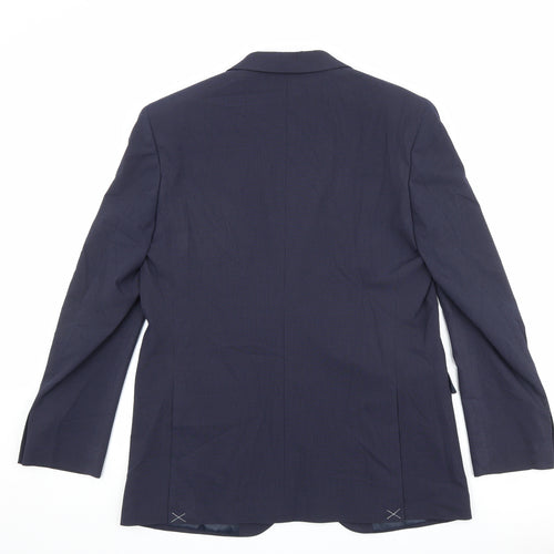 Marks and Spencer Mens Blue Striped Polyester Jacket Suit Jacket Size 42 Regular