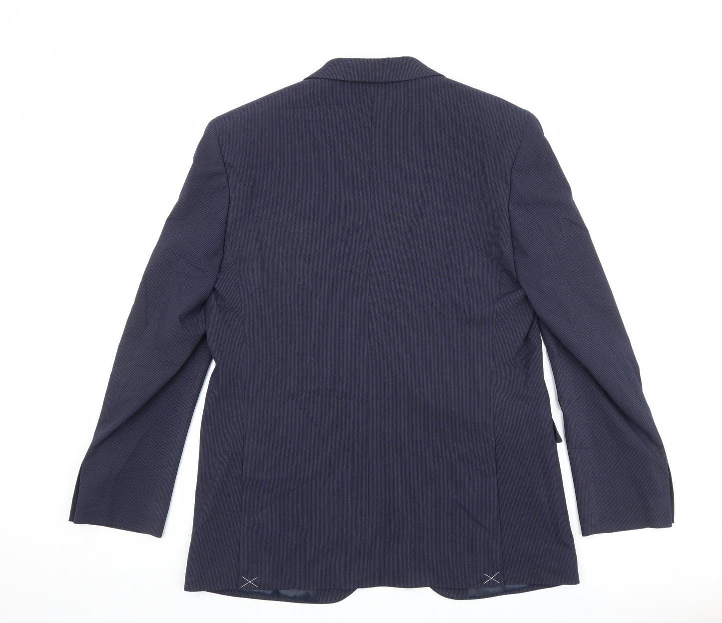 Marks and Spencer Mens Blue Striped Polyester Jacket Suit Jacket Size 42 Regular