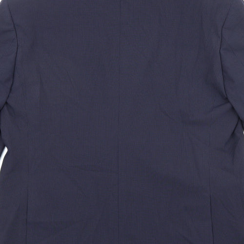 Marks and Spencer Mens Blue Striped Polyester Jacket Suit Jacket Size 42 Regular