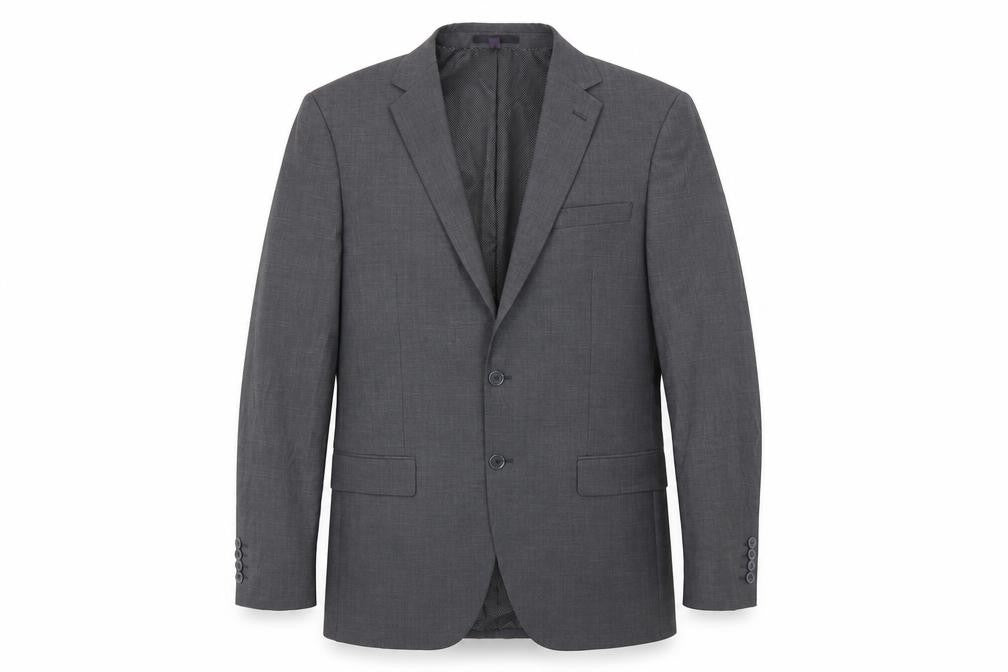 Front view of Marks & Spencer men’s grey wool jacket suit jacket, size 42, regular