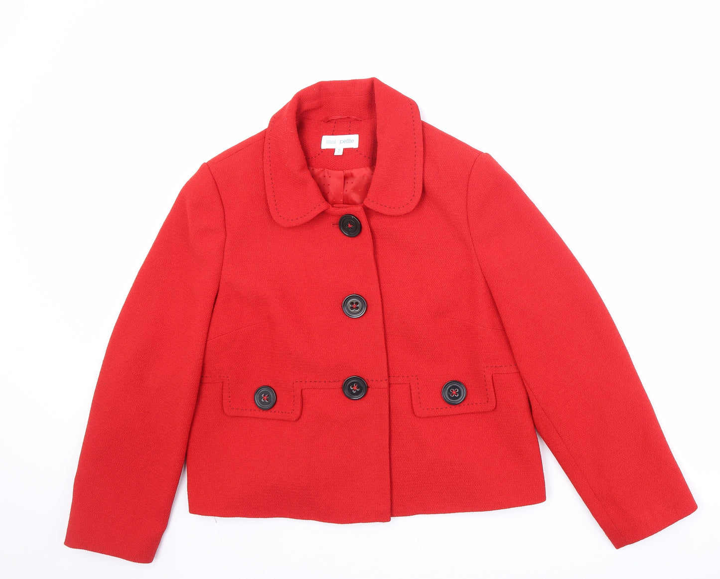 Marks and Spencer Womens Red Jacket Blazer Size 16 Button