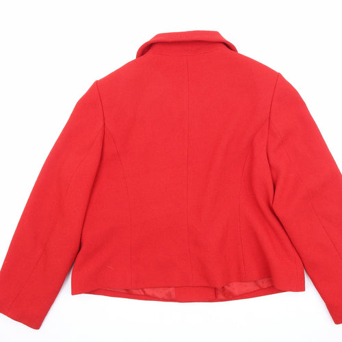 Marks and Spencer Womens Red Jacket Blazer Size 16 Button