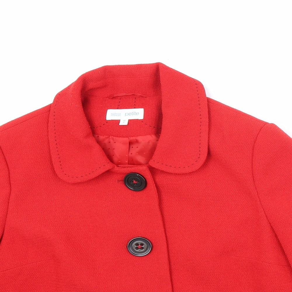 Marks and Spencer Womens Red Jacket Blazer Size 16 Button