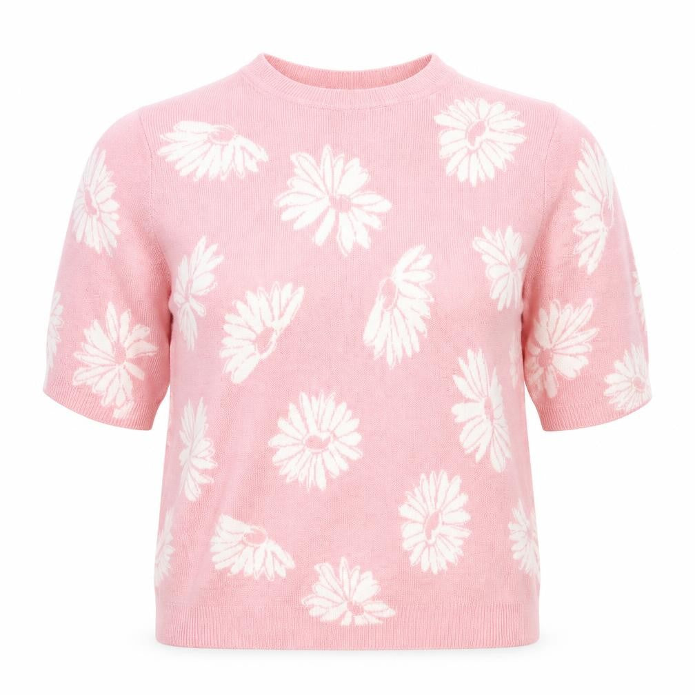 Marks and Spencer Womens Pink Crew Neck Floral Viscose Pullover Jumper Size 6 - Flowers