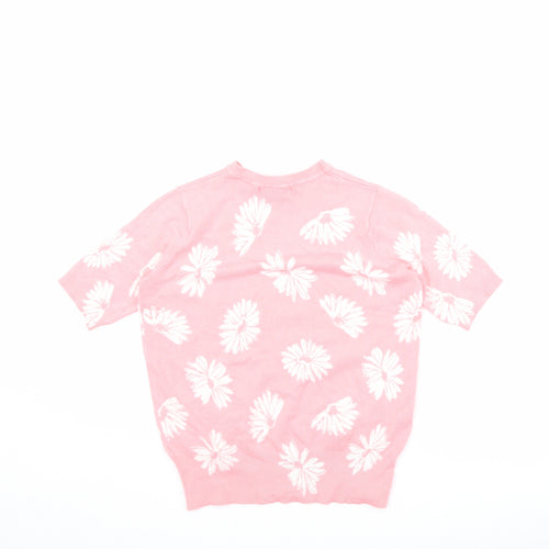 Marks and Spencer Womens Pink Crew Neck Floral Viscose Pullover Jumper Size 6 - Flowers