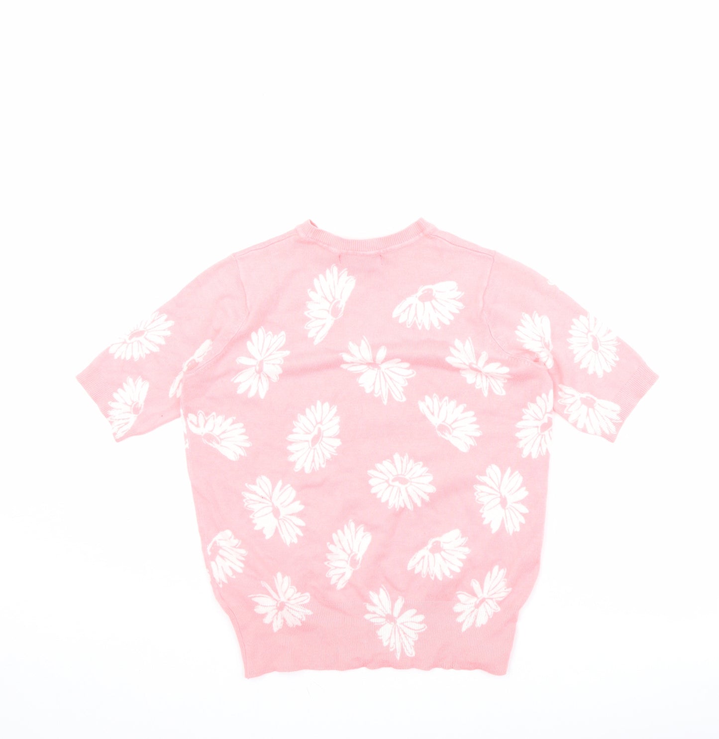 Marks and Spencer Womens Pink Crew Neck Floral Viscose Pullover Jumper Size 6 - Flowers