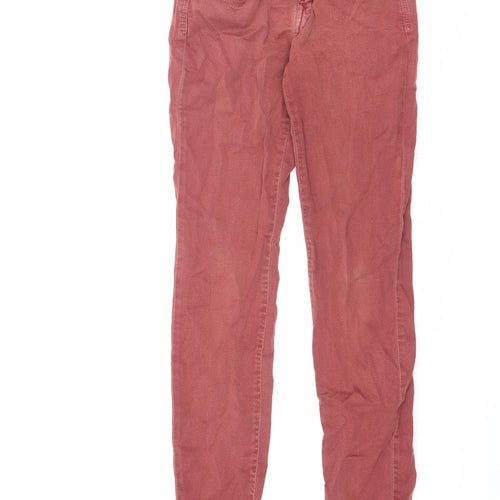 Zara Womens Orange Cotton Skinny Jeans Size 8 L28.5 in Slim Zip
