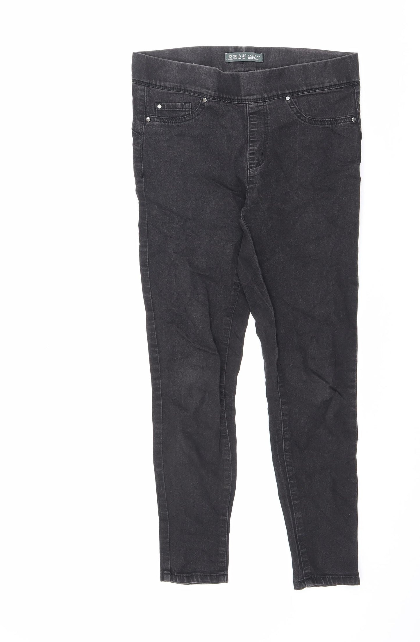 Denim & Co. Womens Black Cotton Jegging Jeans Size 10 L25 in Regular - Elastic Waist