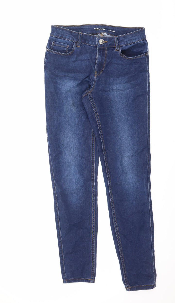 VERO MODA Womens Blue Cotton Skinny Jeans Size XS L29.5 in Regular Zip