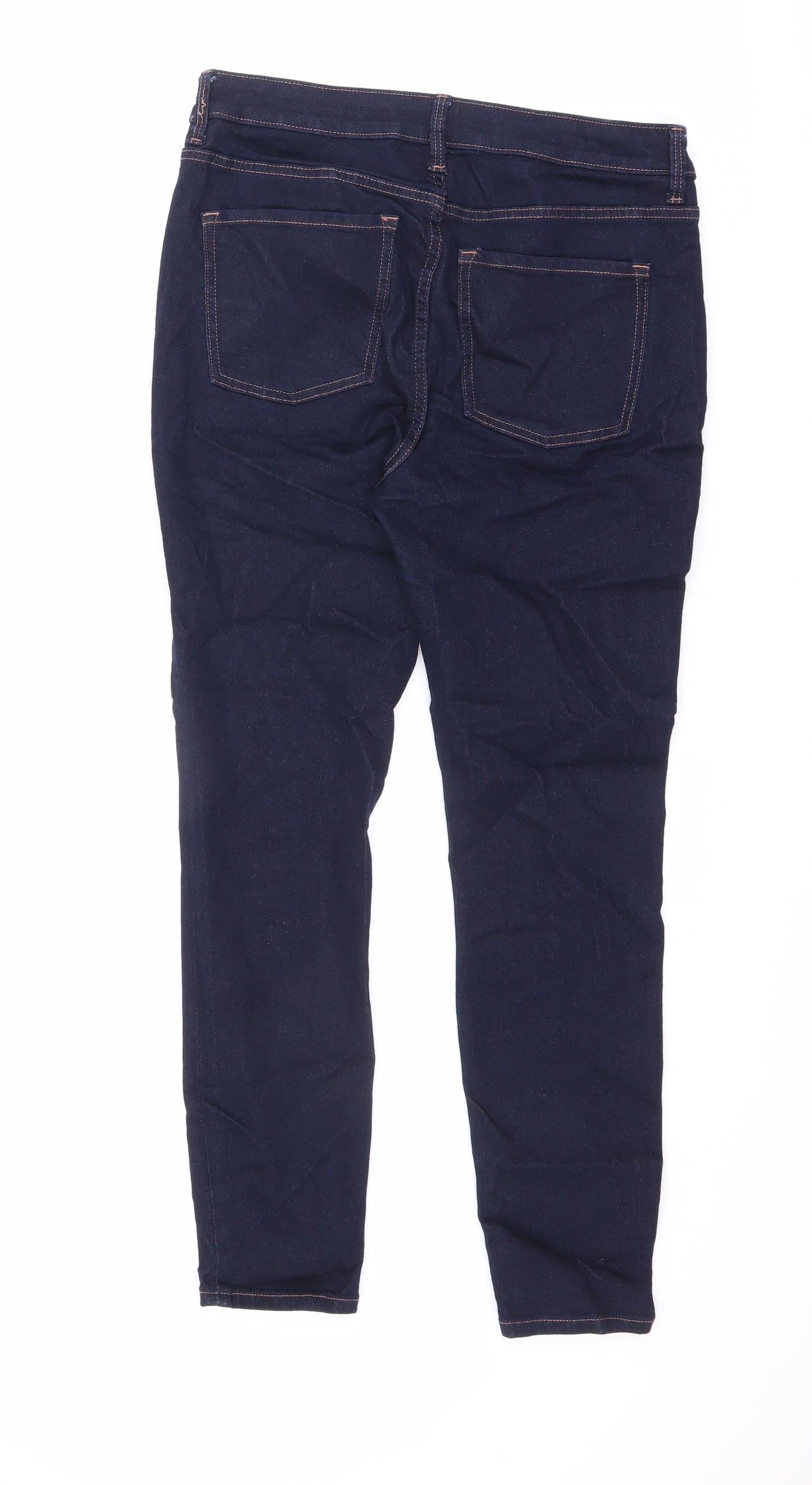 Marks and Spencer Womens Blue Cotton Skinny Jeans Size 12 L27 in Slim Zip