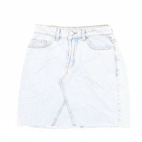 Denim & Co. Womens Blue Cotton Mini Skirt Size 6 Zip