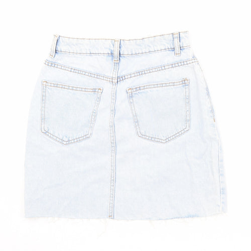 Denim & Co. Womens Blue Cotton Mini Skirt Size 6 Zip