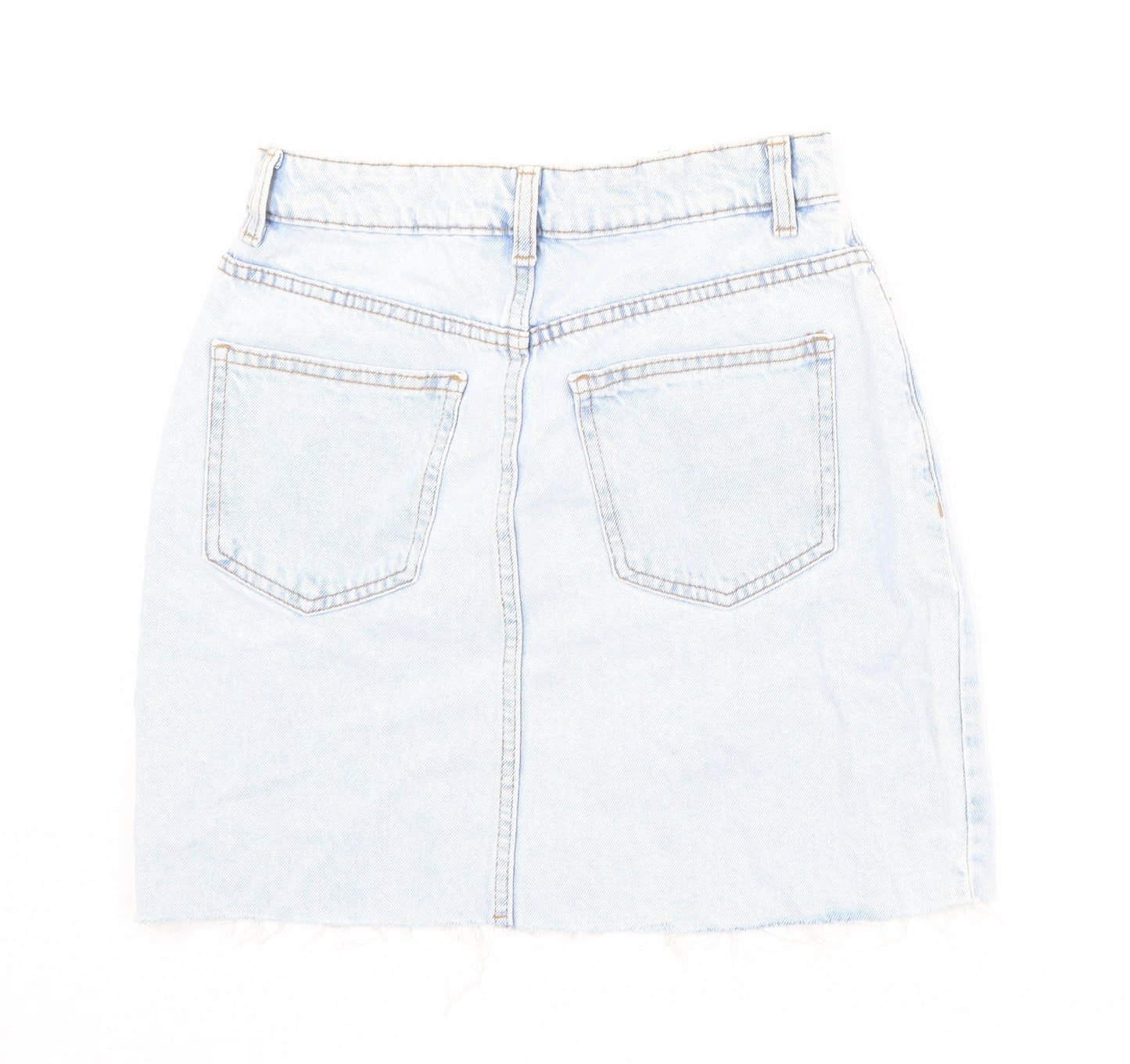 Denim & Co. Womens Blue Cotton Mini Skirt Size 6 Zip