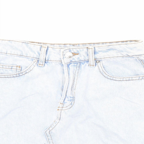 Denim & Co. Womens Blue Cotton Mini Skirt Size 6 Zip