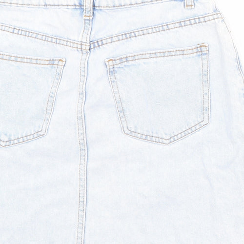 Denim & Co. Womens Blue Cotton Mini Skirt Size 6 Zip