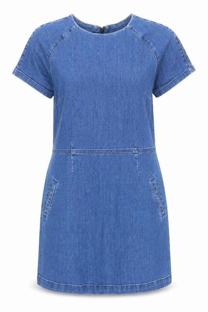 Blonde+Blonde Womens Blue Cotton A-Line Size 12 Round Neck Zip