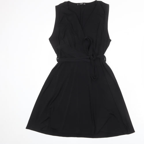 Mango Womens Black Polyester Tank Dress Size M V-Neck Pullover - Belted