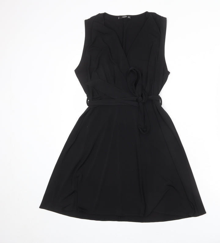 Mango Womens Black Polyester Tank Dress Size M V-Neck Pullover - Belted