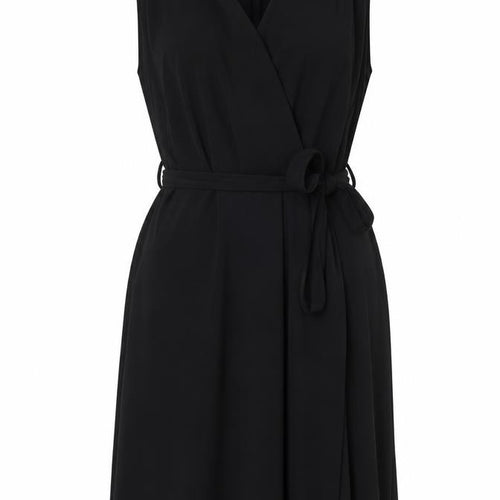 Mango Womens Black Polyester Tank Dress Size M V-Neck Pullover - Belted