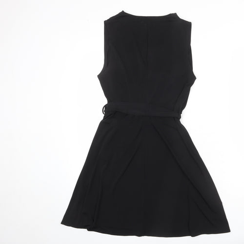 Mango Womens Black Polyester Tank Dress Size M V-Neck Pullover - Belted
