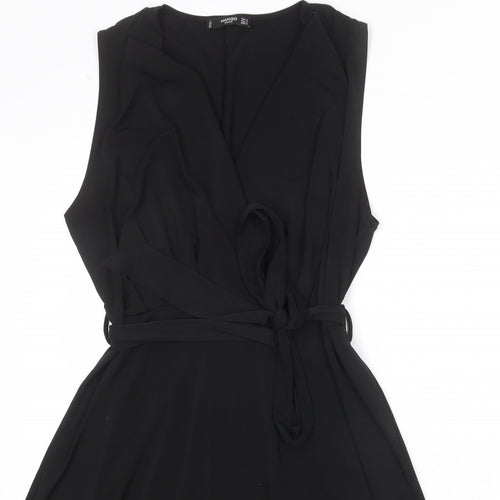 Mango Womens Black Polyester Tank Dress Size M V-Neck Pullover - Belted