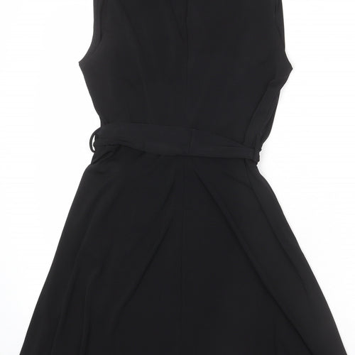Mango Womens Black Polyester Tank Dress Size M V-Neck Pullover - Belted
