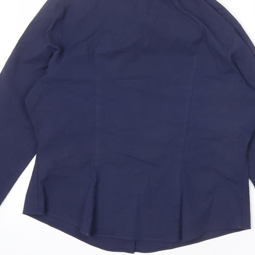 St Michael Womens Blue Cotton Basic Button-Up Size 8 Collared - Short Length