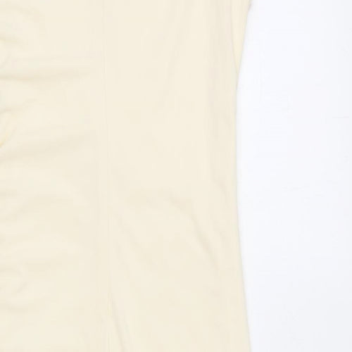 Zara Womens Beige Polyester Bodycon Size S Roll Neck Zip - Ruched Sides
