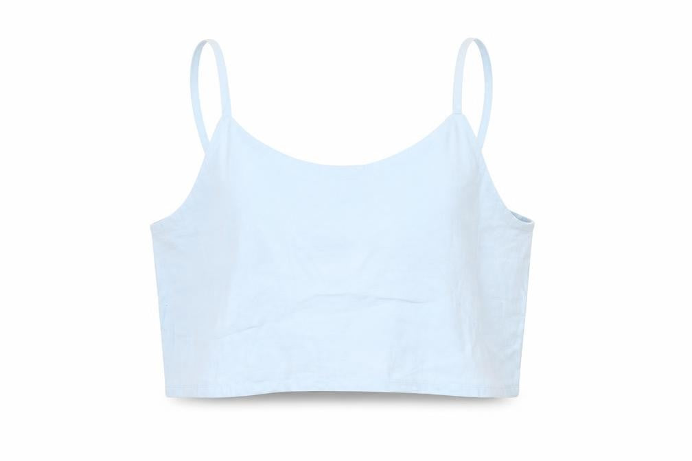 Zara Girls Blue Polyester Camisole T-Shirt Size 7 Years Scoop Neck Pullover - Cropped