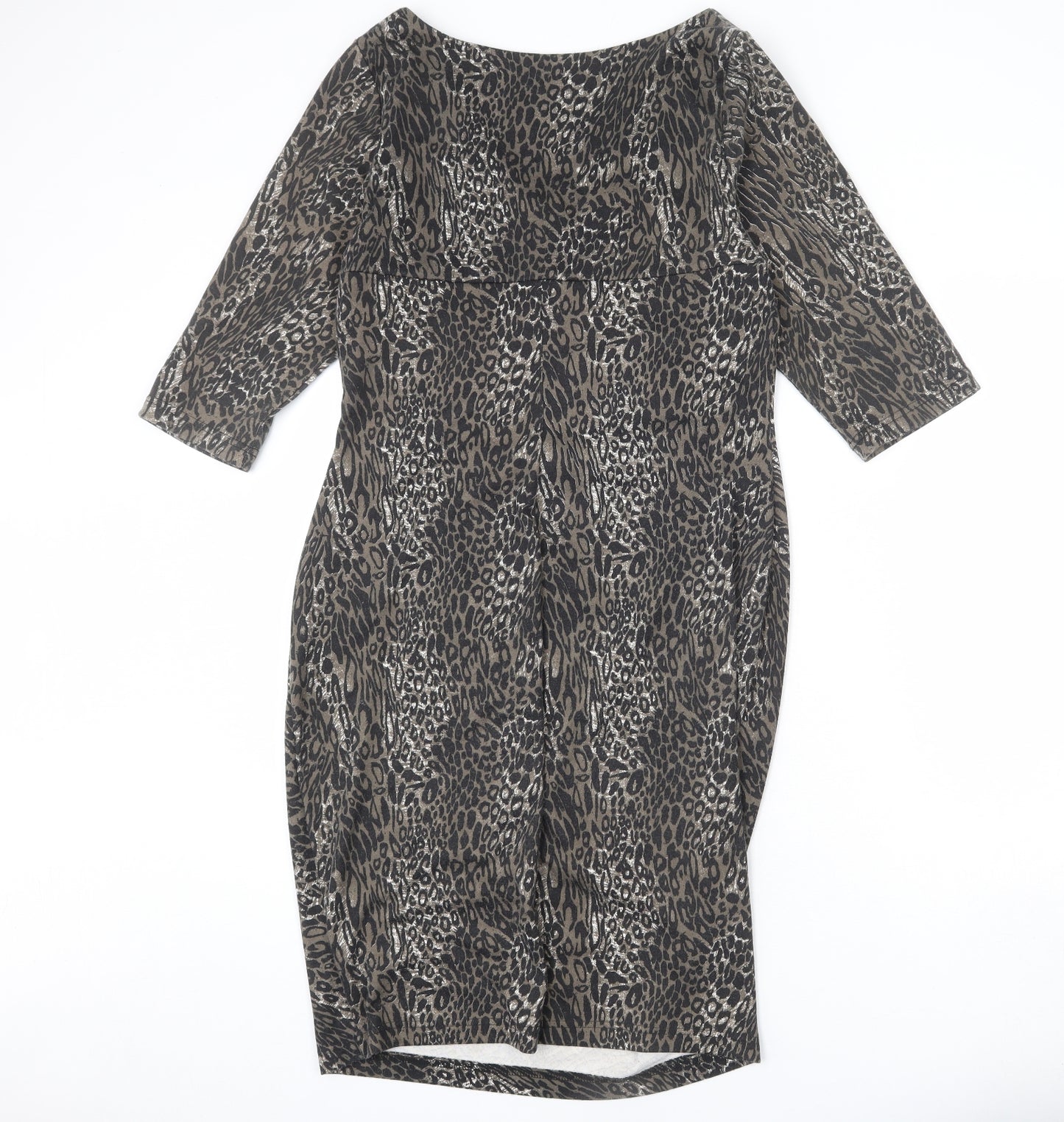 Scarlett & Jo Womens Multicoloured Animal Print Polyester Bodycon Size 16 V-Neck Pullover - Leopard Print