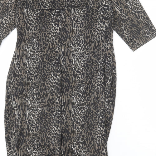 Scarlett & Jo Womens Multicoloured Animal Print Polyester Bodycon Size 16 V-Neck Pullover - Leopard Print