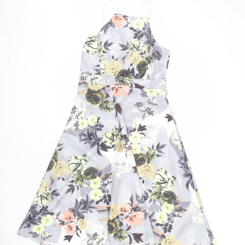 Boohoo Womens Green Floral Polyester A-Line Size 10 Square Neck Pullover