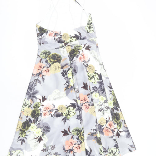 Boohoo Womens Green Floral Polyester A-Line Size 10 Square Neck Pullover