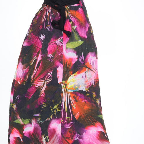 Monsoon Womens Multicoloured Floral Viscose Maxi Size 8 Square Neck Pullover - Tie Back