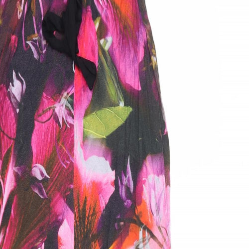 Monsoon Womens Multicoloured Floral Viscose Maxi Size 8 Square Neck Pullover - Tie Back