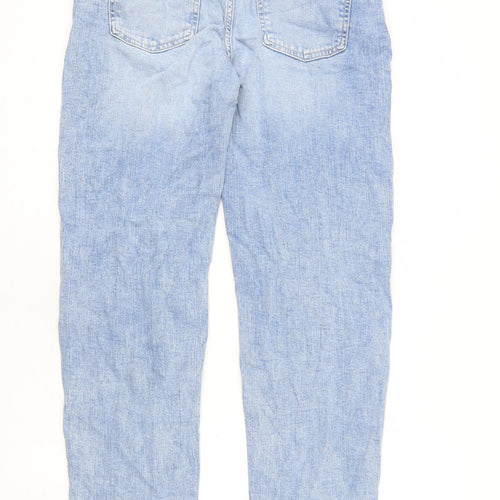 Marks and Spencer Womens Blue Cotton Boyfriend Jeans Size 12 L28 in Regular Zip