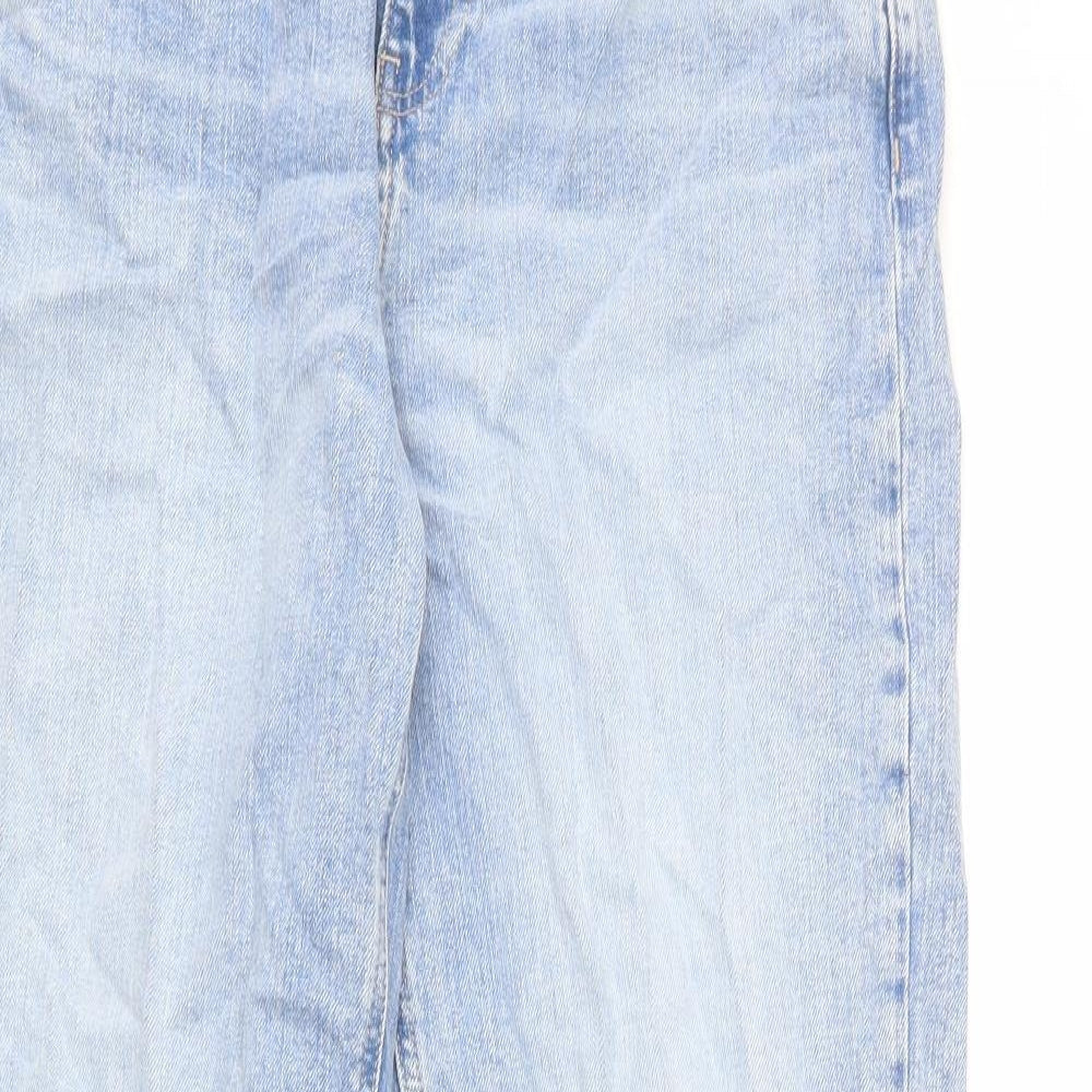 Marks and Spencer Womens Blue Cotton Boyfriend Jeans Size 12 L28 in Regular Zip