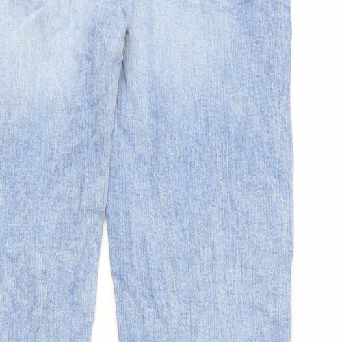 Marks and Spencer Womens Blue Cotton Boyfriend Jeans Size 12 L28 in Regular Zip