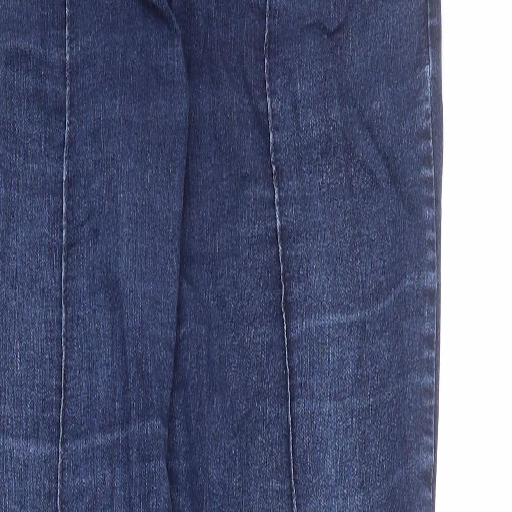 Per Una Womens Blue Cotton Straight Jeans Size 12 L32 in Regular Zip - Pleated