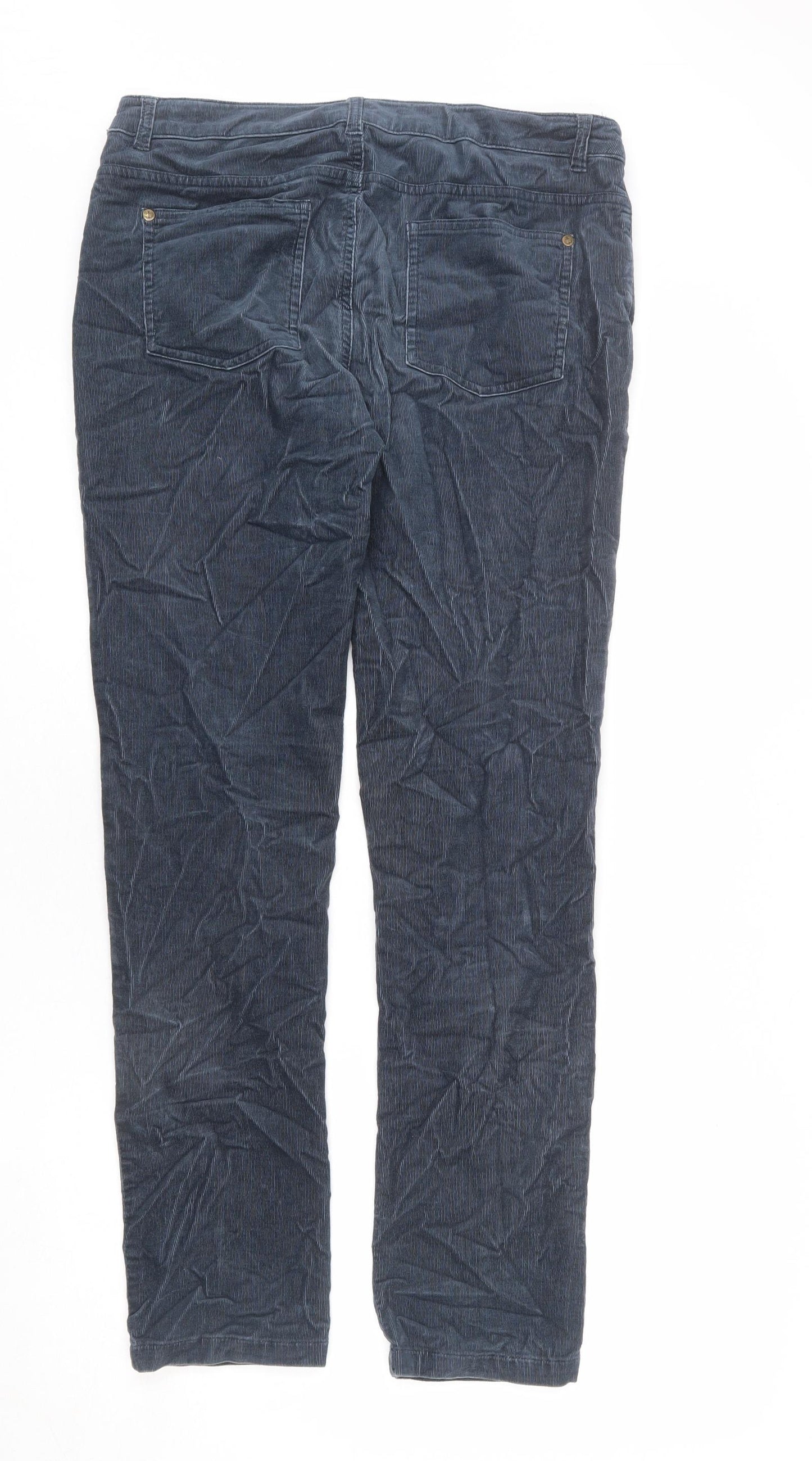 Seasalt Womens Blue Cotton Trousers Size 12 L28 in Regular Zip - Stretch