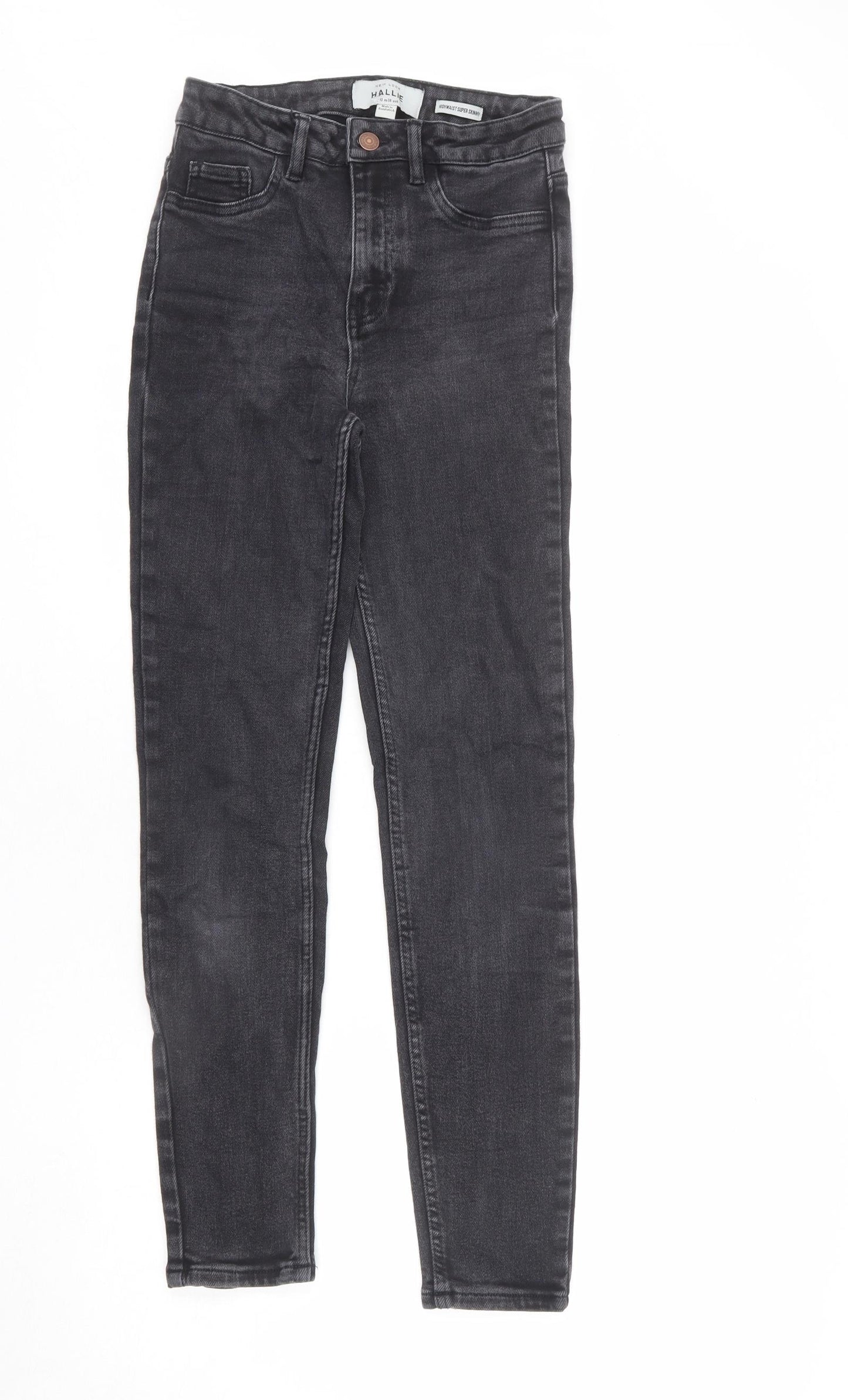 New Look Womens Grey Cotton Skinny Jeans Size 10 L26 in Regular Zip - Super Skinny