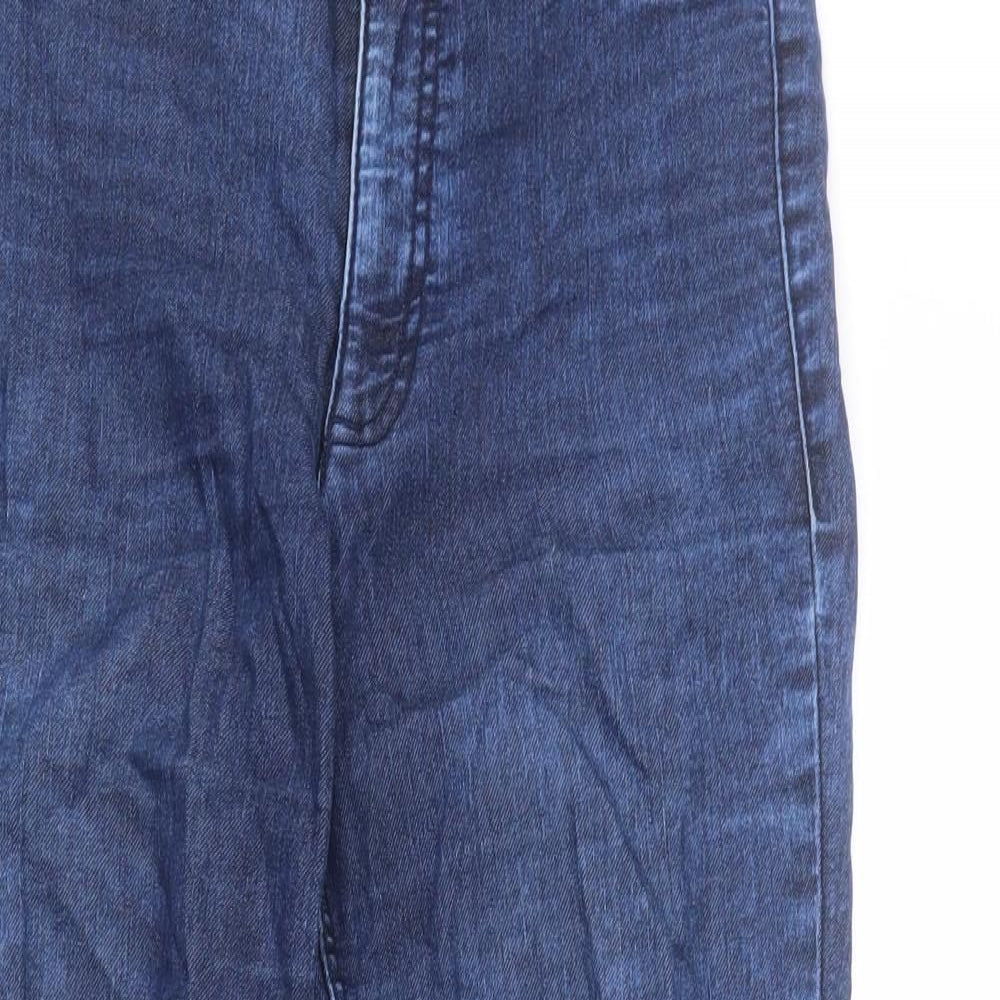 Divided by H&M Womens Blue Cotton Skinny Jeans Size 10 L25 in Regular Zip - Short, Acid Wash Look