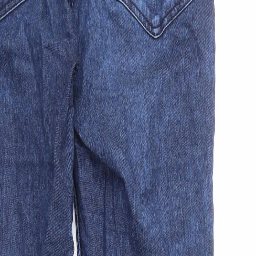 Divided by H&M Womens Blue Cotton Skinny Jeans Size 10 L25 in Regular Zip - Short, Acid Wash Look