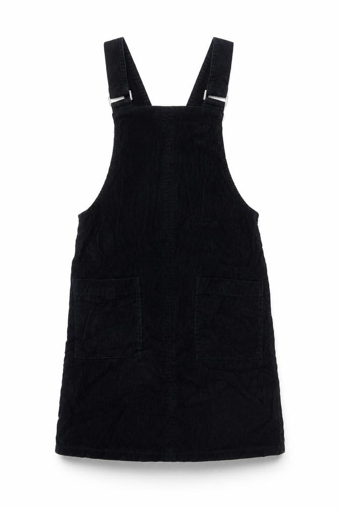 New Look Womens Black Cotton Pinafore/Dungaree Dress Size 6 Square Neck Pullover - Adjustable Straps