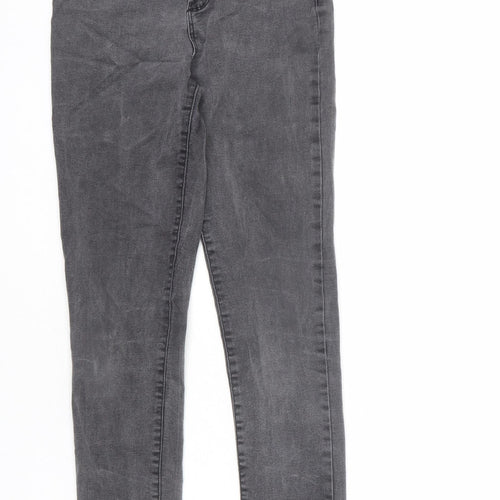 Denim & Co. Womens Grey Cotton Skinny Jeans Size 12 L28 in Regular Zip