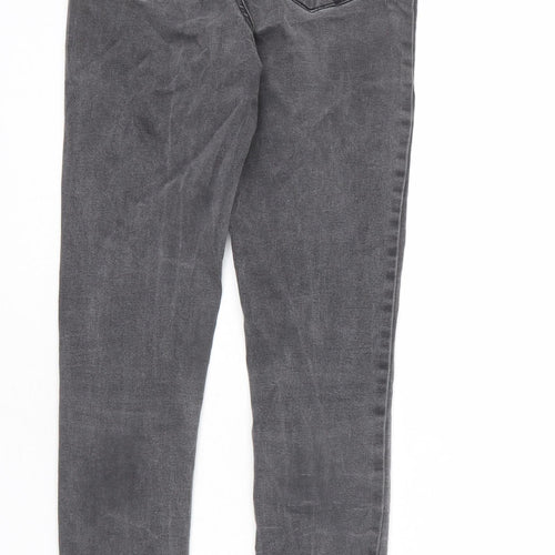Denim & Co. Womens Grey Cotton Skinny Jeans Size 12 L28 in Regular Zip