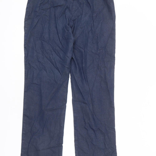 Warehouse Womens Blue Cotton Trousers Size 12 L28 in Regular Zip