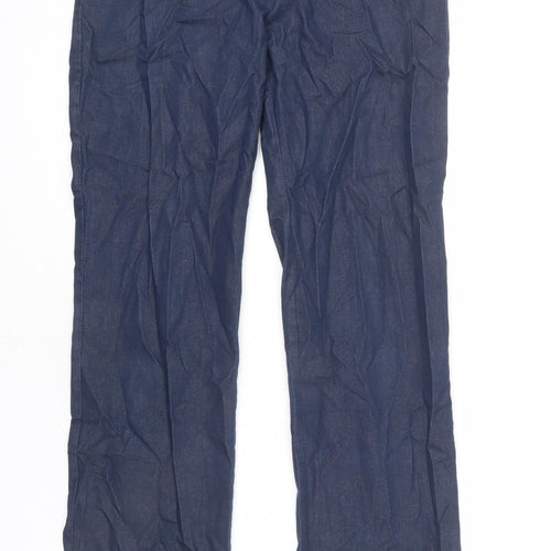 Warehouse Womens Blue Cotton Trousers Size 12 L28 in Regular Zip